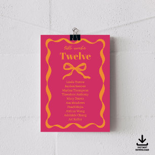 Coquette Bow Retro Wedding Seating Chart Cards
