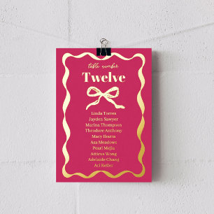 Coquette Bow Retro Wedding Seating Chart Foil Card