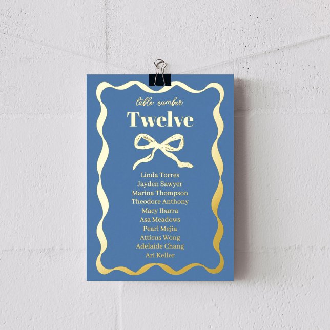 Coquette Bow Retro Wedding Seating Chart Foil Card (Creator Uploaded)