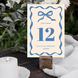 Coquette Bow Retro Wedding Table Number