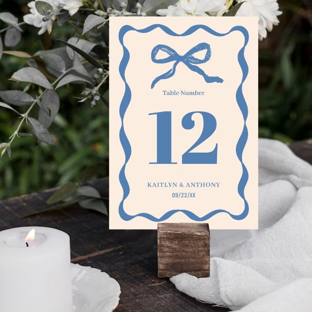 Coquette Bow Retro Wedding Table Number (Creator Uploaded)
