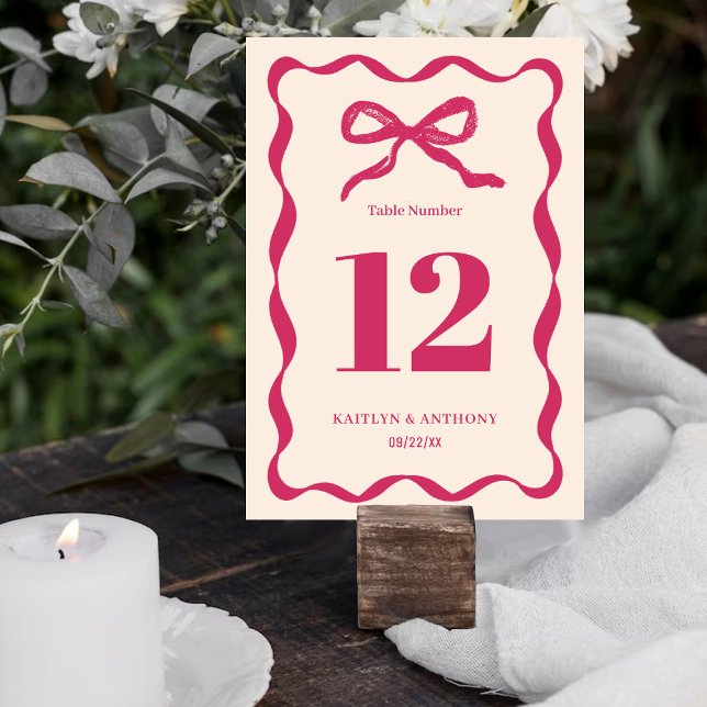 Coquette Bow Retro Wedding Table Number (Creator Uploaded)