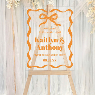 Coquette Bow Retro Wedding Welcome Acrylic Sign