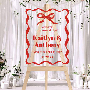 Coquette Bow Retro Wedding Welcome Acrylic Sign