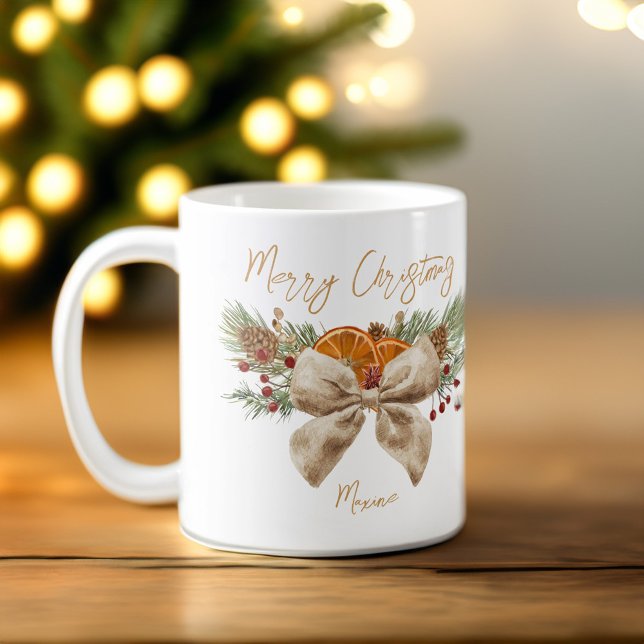 Coquette bow rustic Christmas gifts personalised Coffee Mug (Coquette bow rustic Christmas  mug Christmas gifts personalized Coffee Mug pines citrus bow mug)