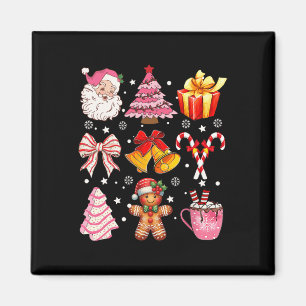 Coquette Bow Santa Christmas Tree Cake Candy Ginge Magnet