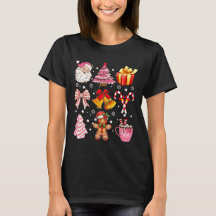 Coquette Bow Santa Christmas Tree Cake Candy Ginge T-Shirt