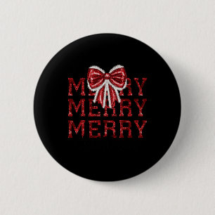 Coquette Bow Santa Claus Merry Christmas Women Xma 6 Cm Round Badge