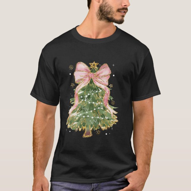 Coquette Bow Santa Merry Christmas Pyjamas Xmas Tr T-Shirt (Front)