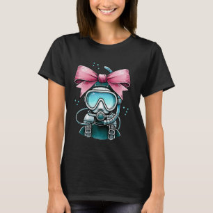 Coquette Bow Scuba Diving Mum Diver Snorkel Pink R T-Shirt