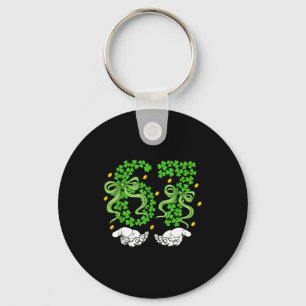 Coquette bow shamrock 67 st patricks day 6 7 meme key ring