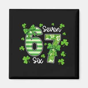 Coquette bow shamrock 67 st patricks day 6 7 meme magnet