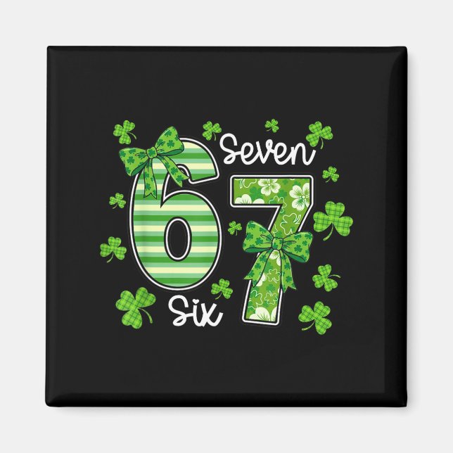 Coquette bow shamrock 67 st patricks day 6 7 meme magnet (Front)