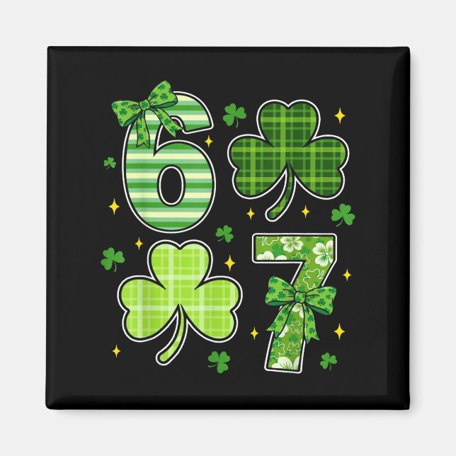 Coquette bow shamrock 67 st patricks day 6 7 meme magnet (Front)
