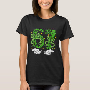 Coquette bow shamrock 67 st patricks day 6 7 meme T-Shirt