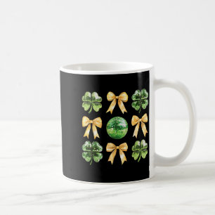 Coquette Bow Shamrock Disco Ball Patricks Day Iris Coffee Mug