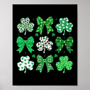 Coquette Bow Shamrocks St Patricks Day Women Girls Poster