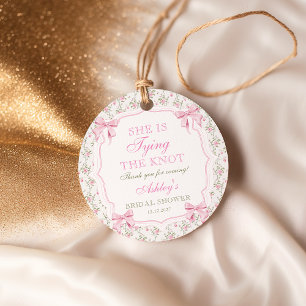Coquette Bow She's Tying the Knot Bridal Shower Favour Tags