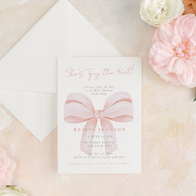 Coquette Bow She's Tying the Knot Bridal Shower Invitation (Creator Uploaded)