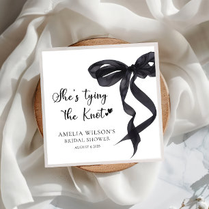 Coquette Bow Shes Tying The Knot Bridal Shower Napkin