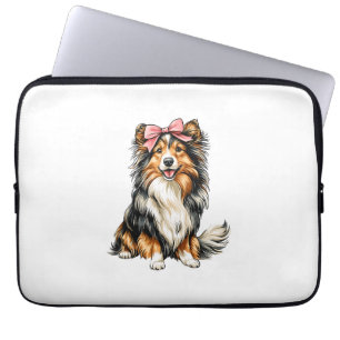 Coquette Bow Shetland Sheepdogs Dog Mum Girl Pink Laptop Sleeve