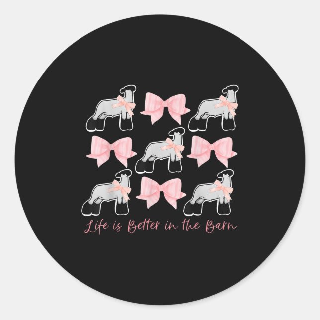 Coquette Bow Show Lamb Breeder Stock Show Mum Live Classic Round Sticker (Front)