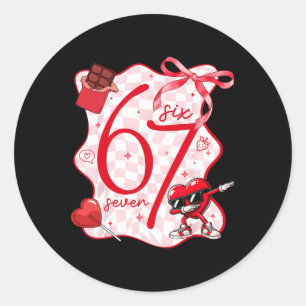 Coquette Bow Six Seven 67 Meme Dabbing Heart Valen Classic Round Sticker