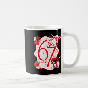 Coquette Bow Six Seven 67 Meme Dabbing Heart Valen Coffee Mug