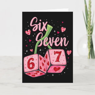 Coquette Bow Six Seven Dice 67 Meme Valentine 6 7 Card