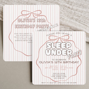 Coquette bow sleep-under birthday party invitation