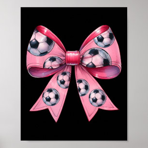 Coquette Bow Soccer Byll Pattern Mothers Day Ribbo Poster