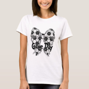 Coquette Bow Soccer Game Day Soccer Mum Mama Socce T-Shirt