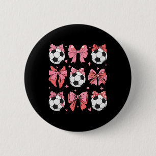 Coquette Bow Soccer Mom Family Sports Player Mothe 6 Cm Round Badge