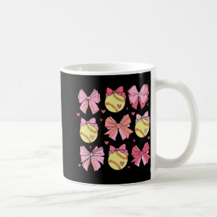 Coquette Bow Softball Mum Mothers Day Softball Mam Coffee Mug