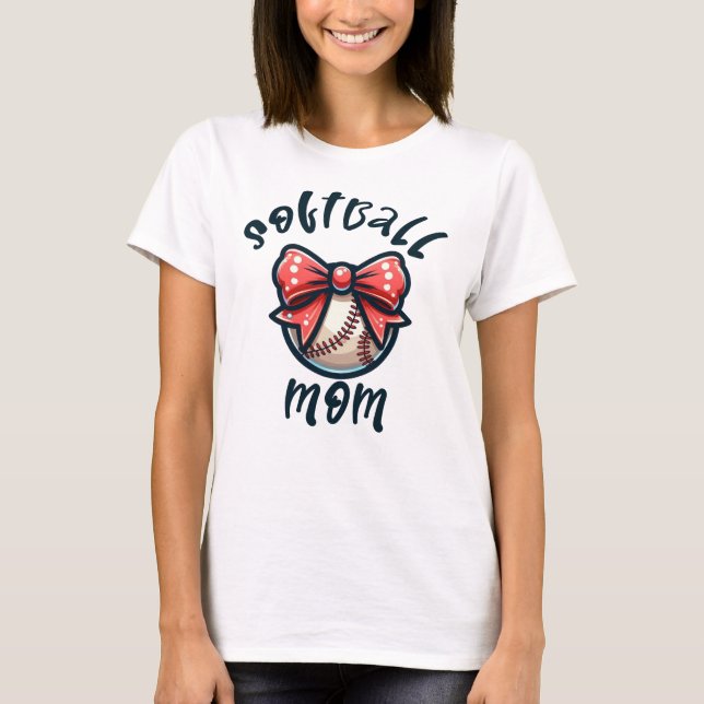 Coquette Bow Softball Mum T-Shirt (Front)