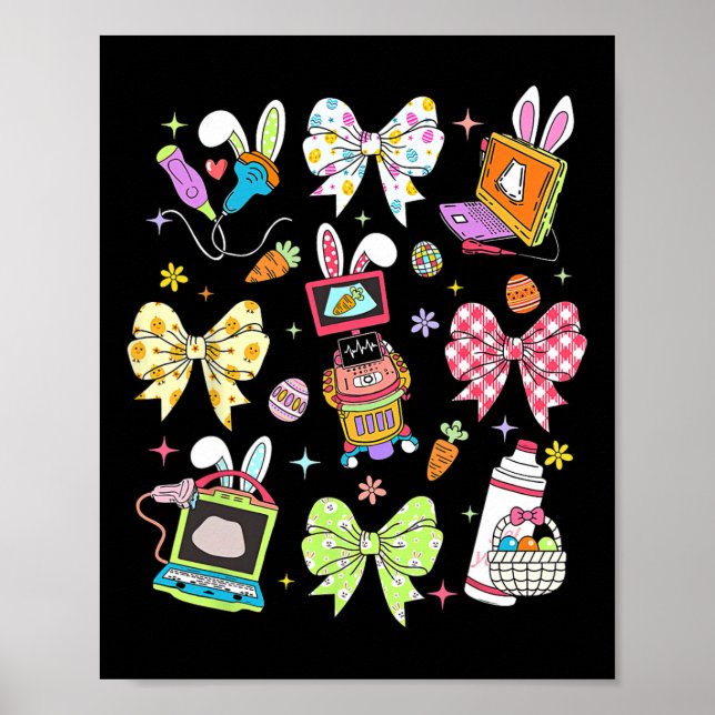 Coquette Bow Sonographer Easter Ultrasound Tech Rd Poster (Front)