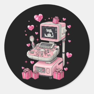 Coquette Bow Sonographer Valentine Ultrasound Tech Classic Round Sticker