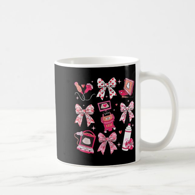 Coquette Bow Sonographer Valentine Ultrasound Tech Coffee Mug (Right)