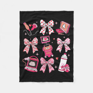 Coquette Bow Sonographer Valentine Ultrasound Tech Fleece Blanket