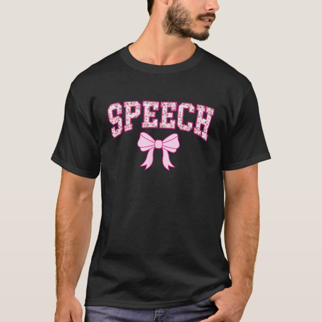 Coquette Bow Speech Language Pathologist SLP Aesth T-Shirt (Front)