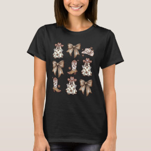 Coquette Bow Spooky Funny Ghost Cowboy Western Hal T-Shirt