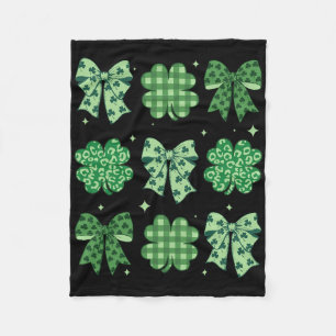 Coquette Bow St Patricks Day Irish Women Girls Tee Fleece Blanket