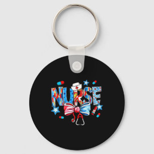 Coquette Bow Stethoscope Nurse 4th Of July Nursing Key Ring