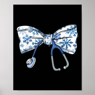 Coquette Bow Stethoscope Nurse Christmas Xmas Paja Poster