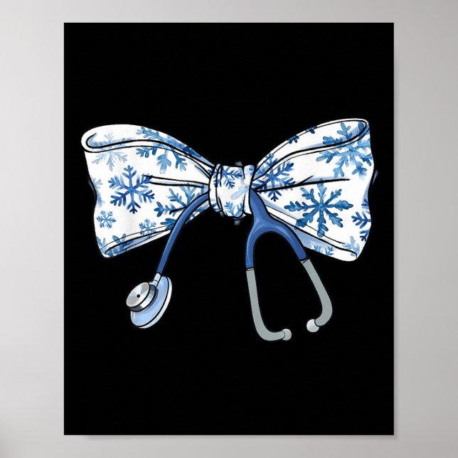 Coquette Bow Stethoscope Nurse Christmas Xmas Paja Poster (Front)