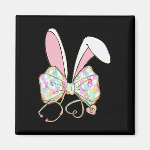 Coquette Bow Stethoscope Nurse Happy Easter Bunny Magnet