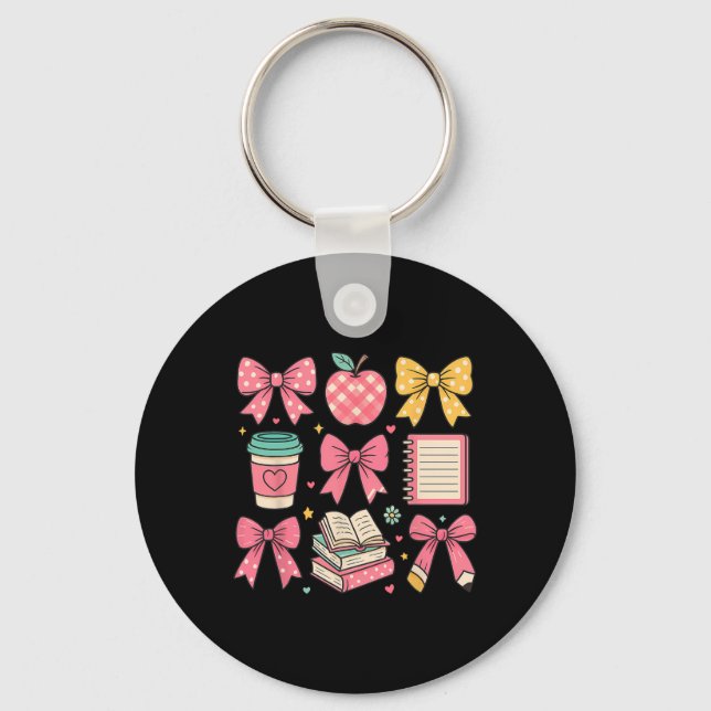 Coquette Bow Student Teacher Happy First Day Ck To Key Ring (Front)