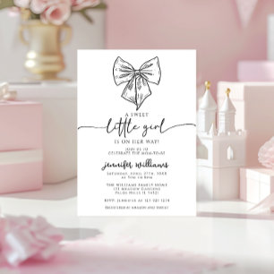 Coquette Bow Sweet Baby Girl Shower Invitation