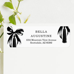 Coquette Bow & Tassel Graduation Return Address Label