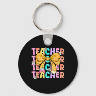 Coquette Bow Teacher Student Happy First Day Back  Key Ring